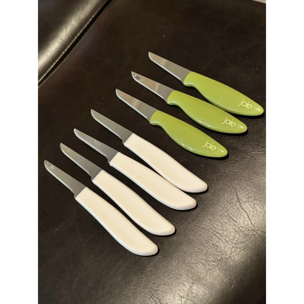 Pampered Chef Quikut Paring Knife White Handle‎ And Joie Mixed Lot 7 Pieces